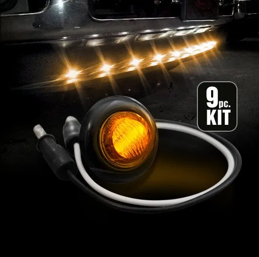 Recon Accessories Universal White LED Front Lower Air Dam Light Kit with Smoked Lens and Black Bezel - 9pc Sequentially Connected LED Ligh