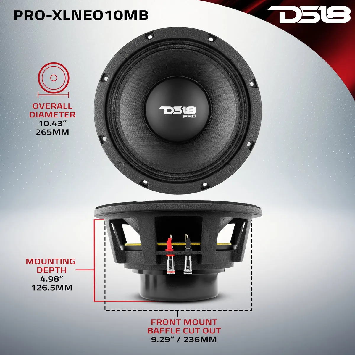 PRO 10" Neodymium Mid-Bass Loudspeaker 1000 Watts Rms 8-Ohm product image