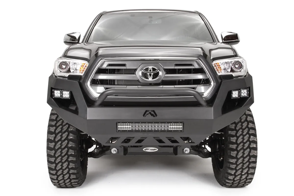 Fab Fours Vengeance Front Bumper; w/Low Pre-Runner Guard; Lower Cutout; 11 Gauge Steel; Black Powder Coat; 81 lbs. Weight; 22 in. Height; 76 in. Width; 25 in. Depth;
