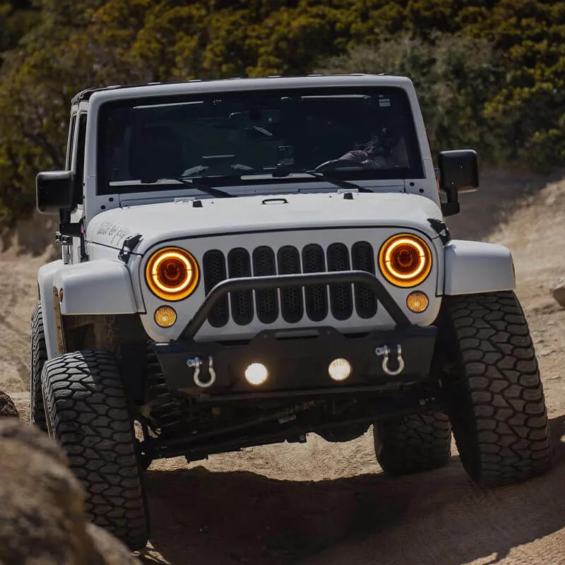 "dot Certified 7"" 80w LED Halo Headlights With DRL & Turn Signals For Jeep Wrangler JK Tj" product image