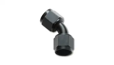 Vibrant Performance Female 45 Degree Union Adapter Fitting; -20AN x -20AN; 6061 Aluminum; Black Anodized;