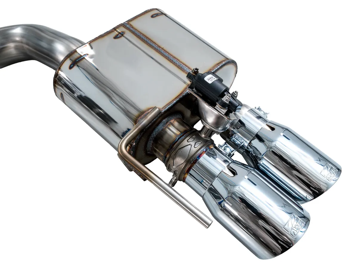 AWE Touring Edition Cat-back Exhaust for the '18-'23 S550 Mustang GT - Quad Chrome Silver Tips product image