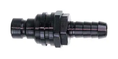 jiffytite Q/R #6 Str Male Plug w/ Hose Barb Valved Black