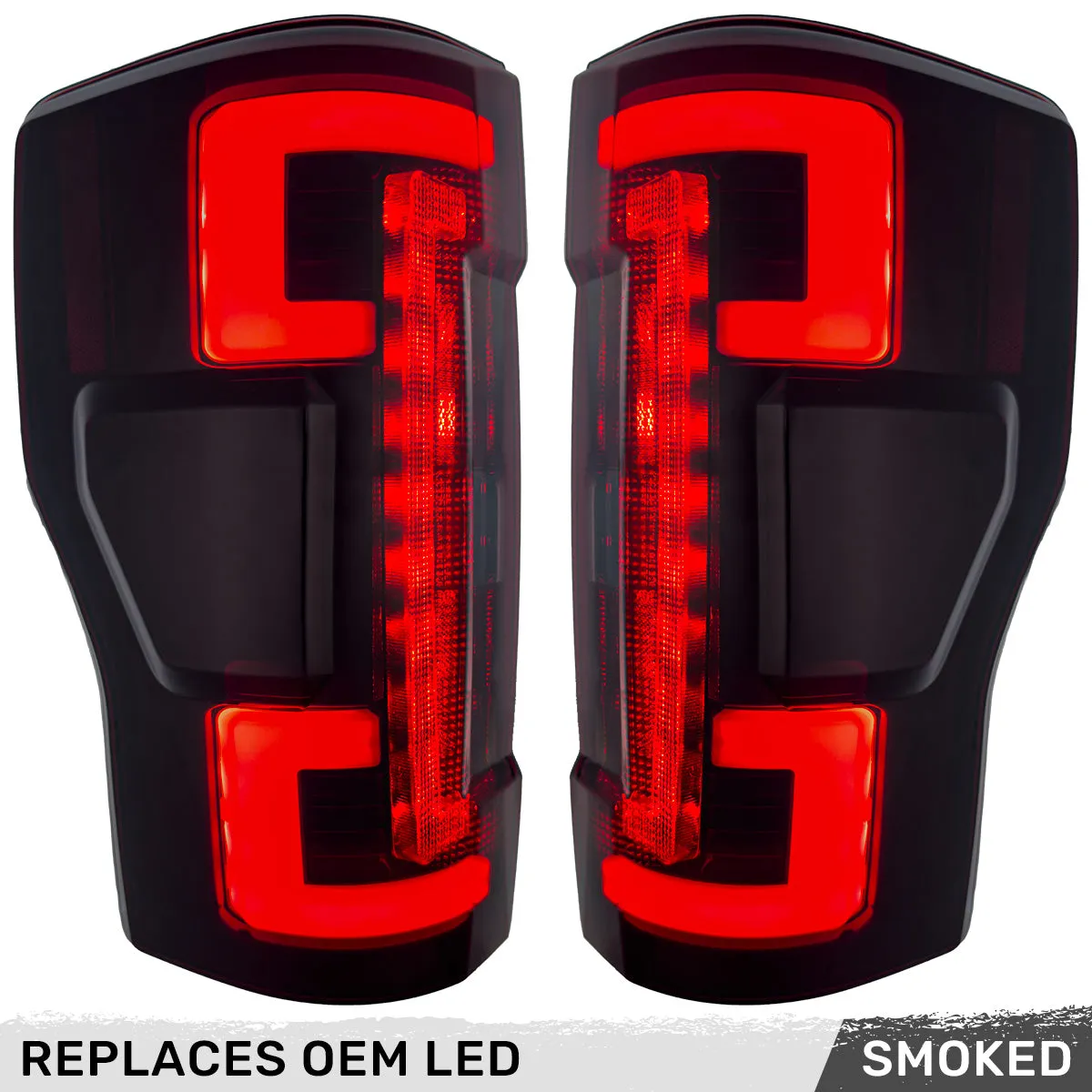 Recon Accessories Ford Superduty F250 350 450 550 20-22 Replaces OEM LED Style Tail Lights With Blis Blind Spot Warning System Oled Tail Lights - Smoked Lens