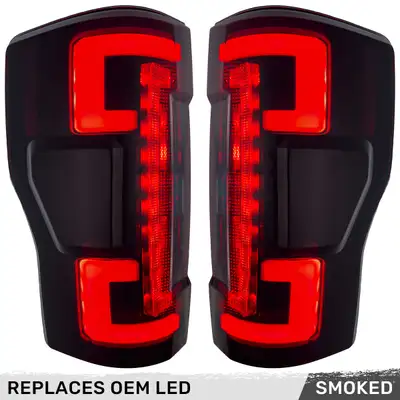 Recon Accessories Ford Superduty F250 350 450 550 20-22 Replaces OEM LED Style Tail Lights With Blis Blind Spot Warning System Oled Tail Lights - Smoked Lens