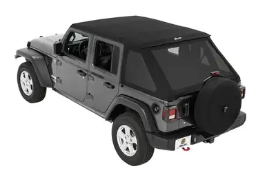 Bestop Trektop Slantback Soft Top For Jeep 2018-Current Wrangler JL 4 Door Black Diamond Bestop