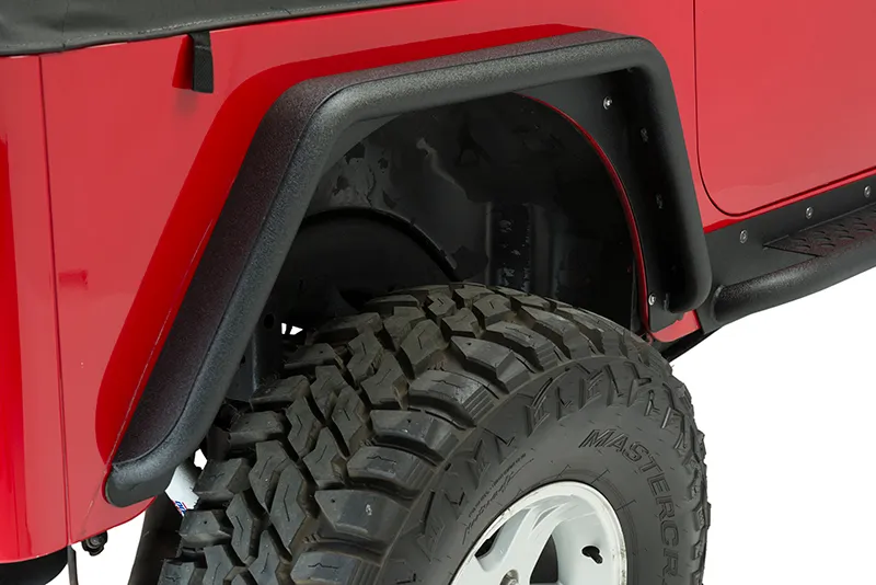 Jeep TJ Tube Fenders Rear 3 Inch Flare 97-06 Wrangler TJ Steel Black Textured Powdercoat Fishbone Offroad product image