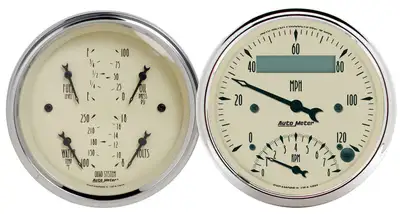 AutoMeter 2 Pc. Gauge Kit, 3-3/8 In. Quad & Tach/Speedo, 240-33 o, Antique Beige