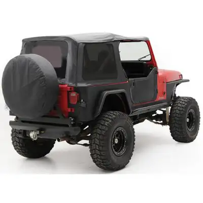 Smittybilt 8895 Wrangler YJ Replacement Soft Top W/Tinted Windows And Upper Doorskins; Black Denim