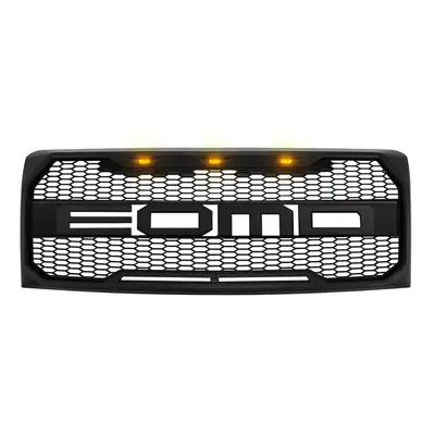 AMERICAN MODIFIED American Modified Amfmaa00108 Raptor Style Upper Grille w/ Amber Lights, Matte Black