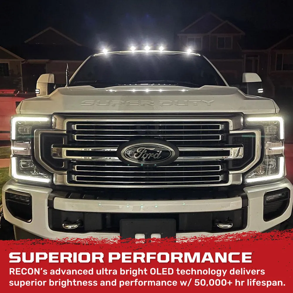 Ford 17-23 Superduty 5-Piece Set Clear Cab Roof Light Lens With 2-Way Forward Rear Facing White Ultra High-Power Leds - Attn This Cab Light Set is For a Fresh Install on a Truck That Did Not Come With OEM Cab Roof Lights no Square Hole Required - on product image