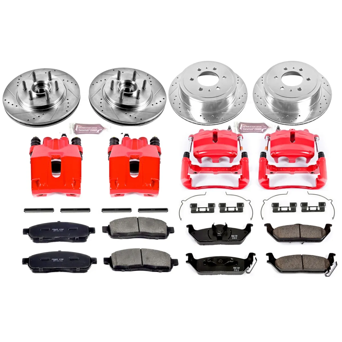 Z23 Evolution Sport Upgrade Kit: Drilled/Slotted Rotors; Carbon-Fiber Ceramic Pads; Powder Coated Calipers product image