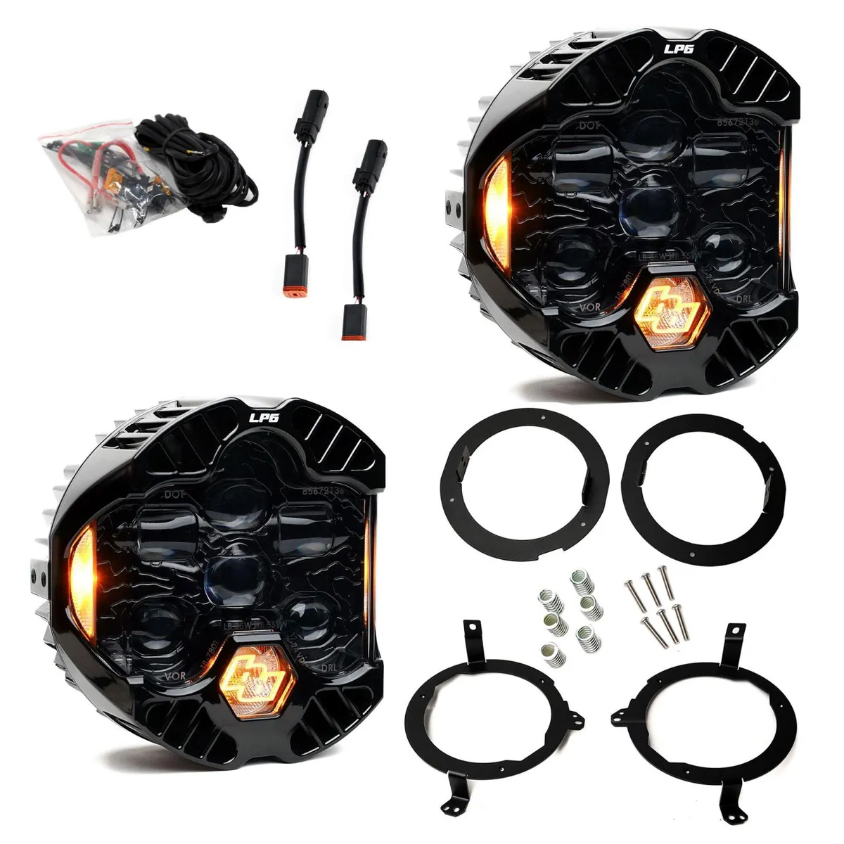 DOT LP6 LED Headlight Kit Jeep 2018-2025 Wrangler JL 2020-2025 Gladiator JT w/Halogen Headlights (Amber) Baja Designs product image