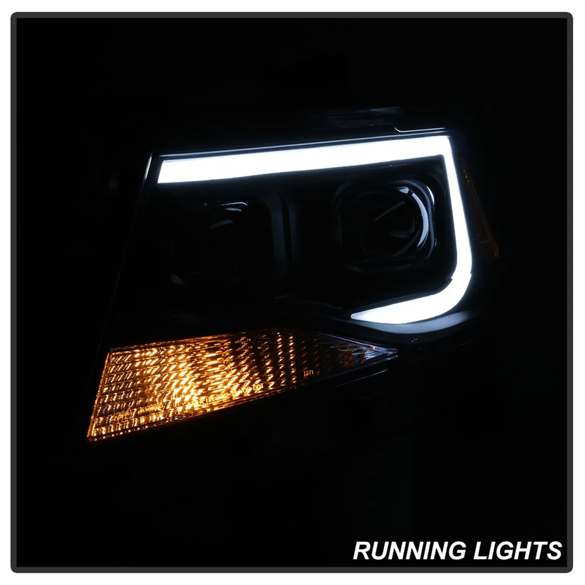 XTune DRL Light Bar Projector Headlights; Halogen Models Only; Not Compatible w/Xenon/HID Model; Black; product image