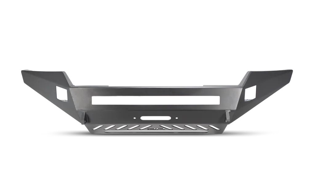 PRO-Series Front Winch Bumper; 3/16 in. Plate; 1/4 in. Winch Mount ;20 in. Dual Row/ 4 Cube Style LED Light Mount; Black; Steel; product image