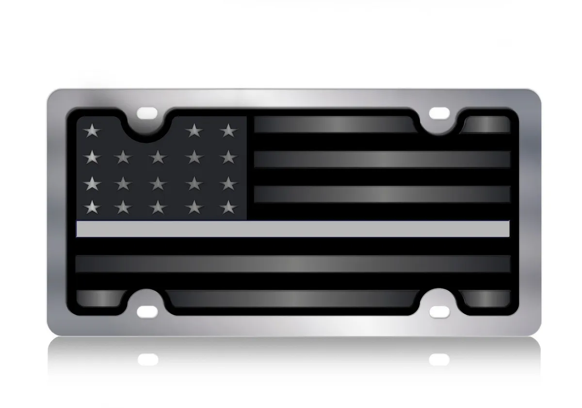 Blacked Out USA Flag w Dark Blue Opaque Stripe ss Plate product image