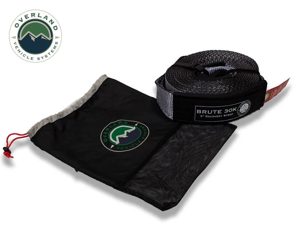 Overland Vehicle Systems Tow Strap 30000 lb. 3in x 30ft Gray With Black Ends AND Storage Bag product image