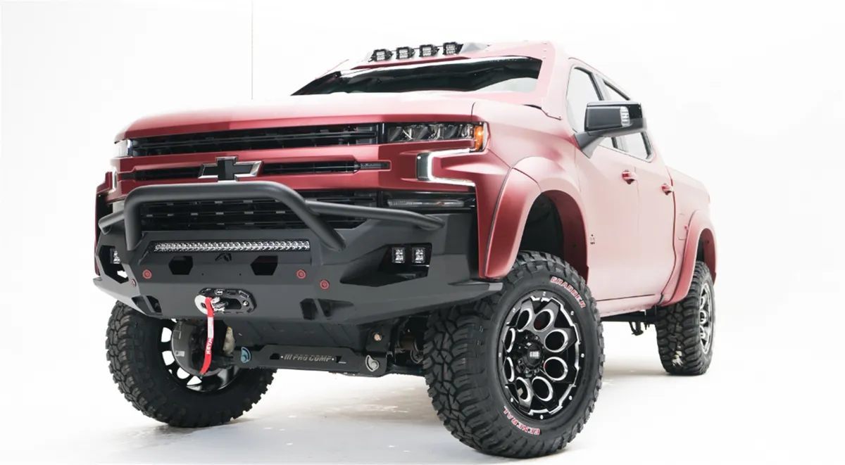 Matrix Front Bumper; 2 Stage Black Powder Coat; 7/8 in. D-Ring Mounts; Pre-Runner Guard; product image