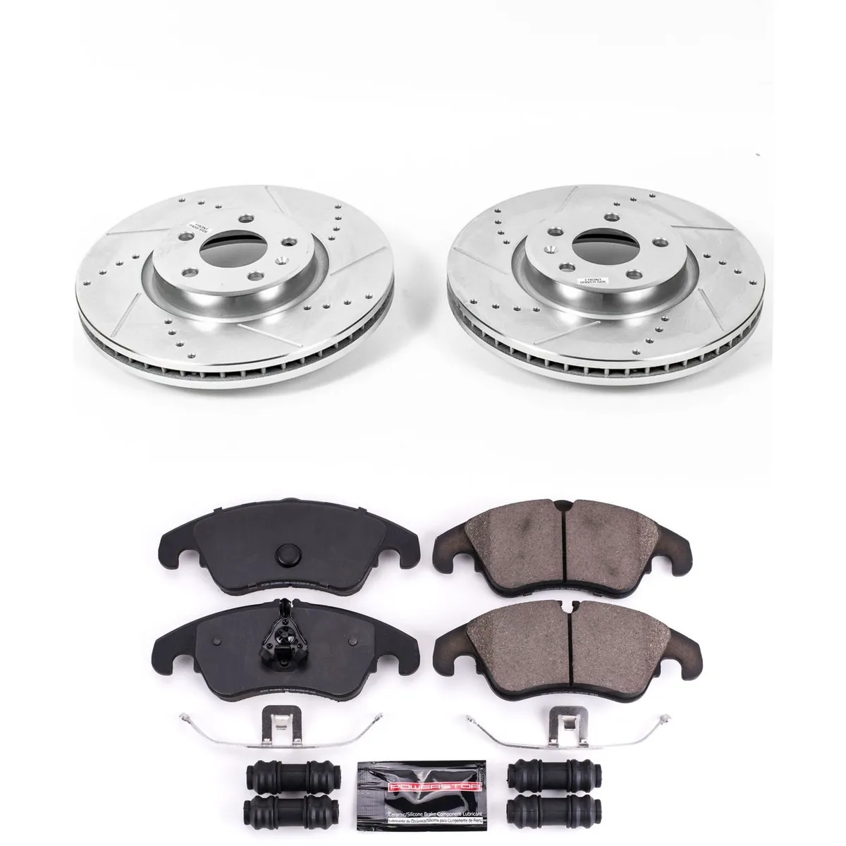 Z23 Evolution Sport Upgrade Kit: Drilled/Slotted Rotors; Carbon-Fiber Ceramic Pads W/Hardware; Pad Sensors product image