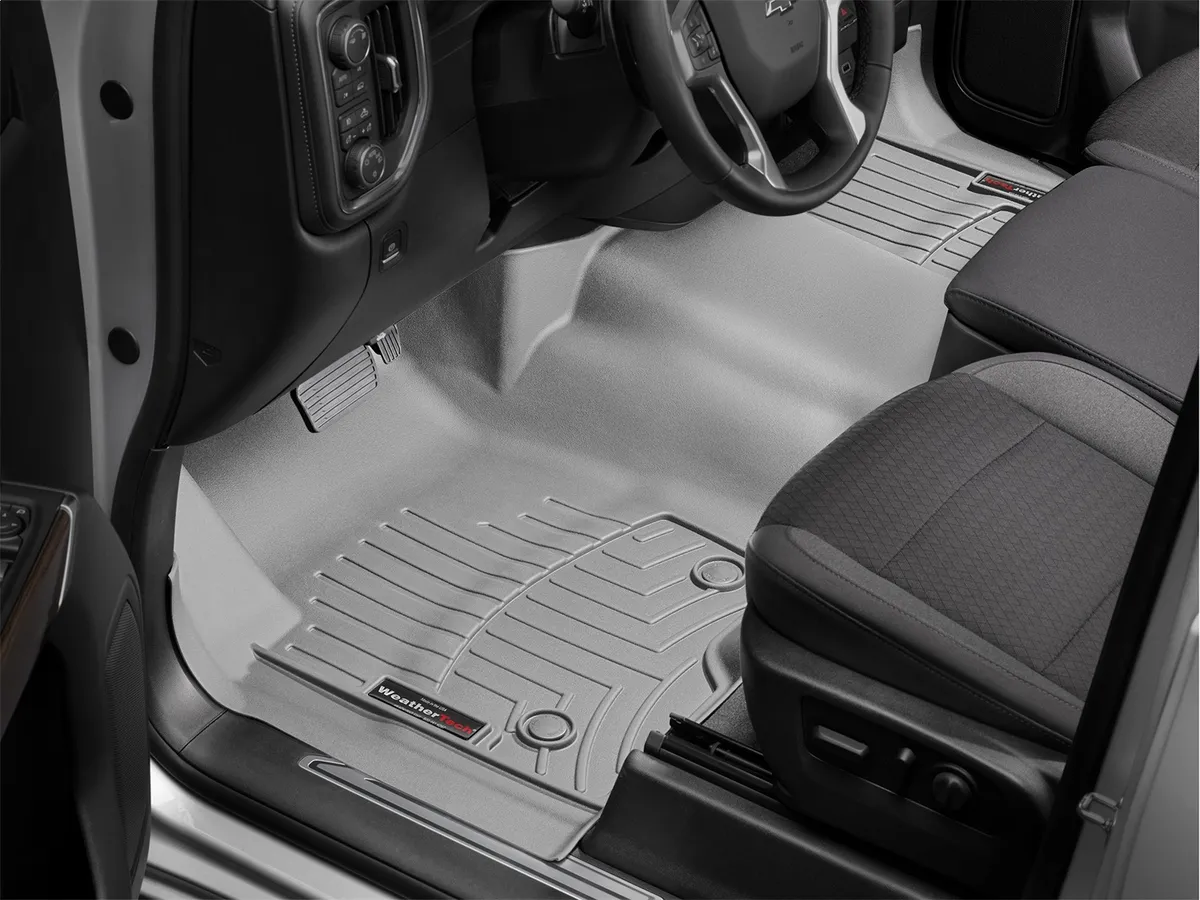 Grey Front FloorLiner 2019 + Chevrolet Silverado 1500 1st Row Bench seat no-flow through console no 4x4 floor mounted shifter product image