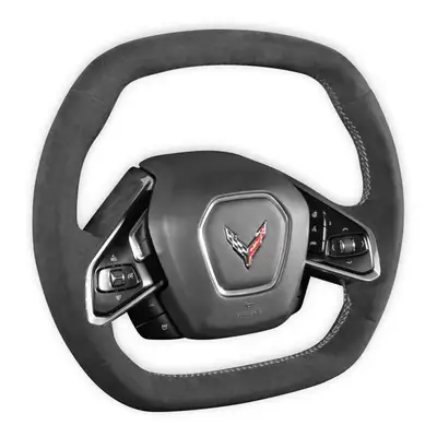 Drake Muscle Steering Wheel; Black; Alcantara; For Chevrolet Corvette C8 Models;