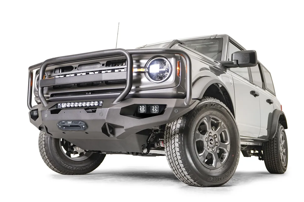Matrix Front Bumper; w/Full Grill Guard; 2 Stage Matte Black Powder Coat; product image