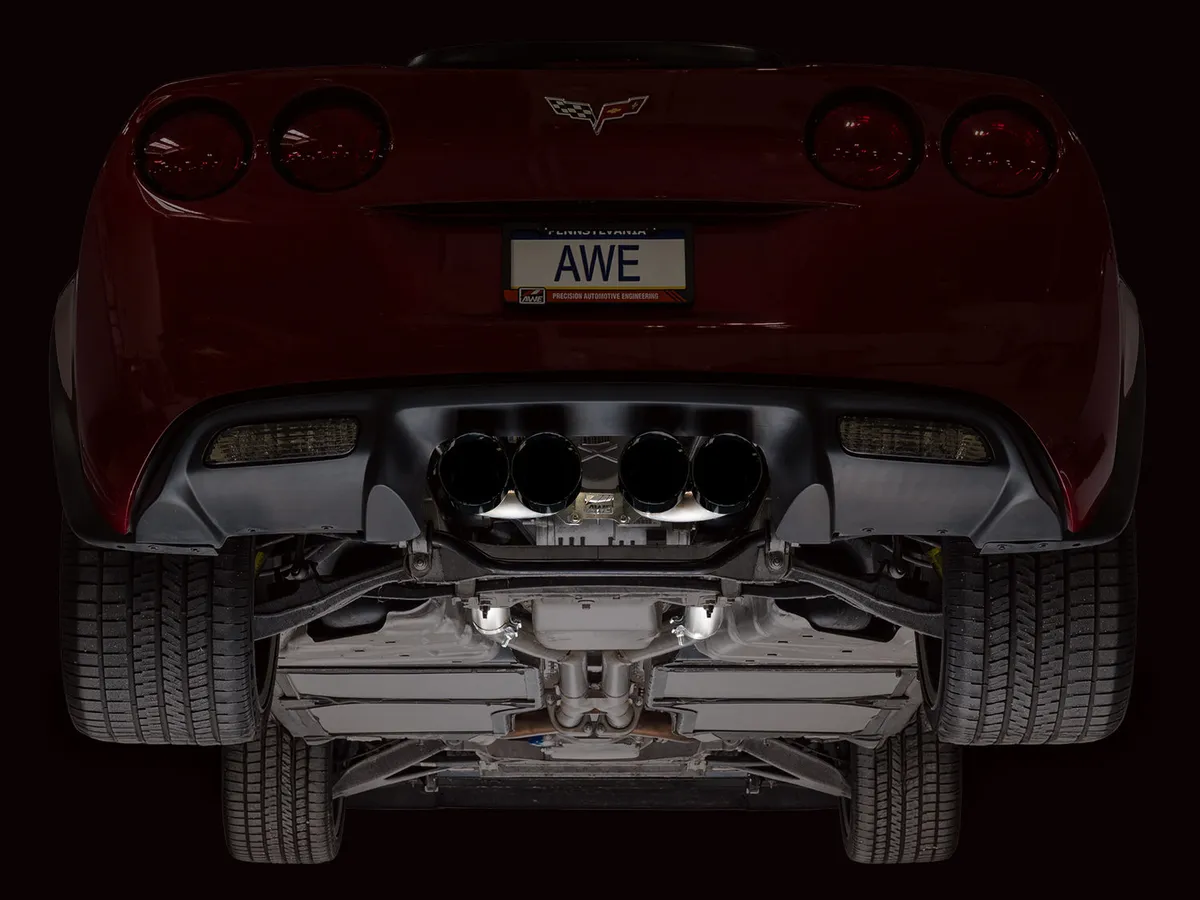 AWE Touring Edition Axleback Exhaust for C6 Chevrolet Corvette 6.2L (2009-2013) - Chrome Silver Tips 3015-42662 product image