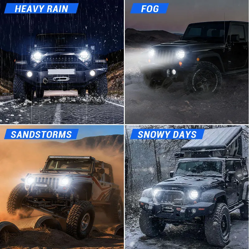 "Honey Comb 7"" 75W Cree LED Headlight DRL Hi/Lo Beam For 1997+ Jeep Wrangler JK/TJ/CJ/LJ/JL & Gladiator JT" product image