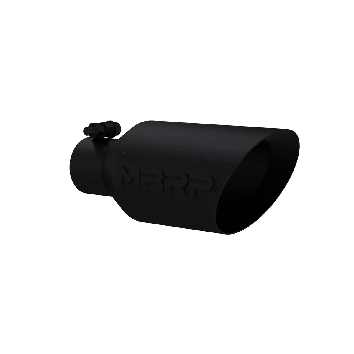 Armor BLK Exhaust Tip; 2.5 in. Inlet Diameter; 4.5 in. Outlet Diameter; 11 in. Length; Dual Wall; Angled Rolled End; T304 Stainless Steel; Black Coated; product image