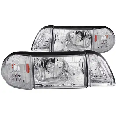 ANZO USA 1987-1993 Ford Mustang Crystal W/Corner And Inner Corners Chrome Lighting Set