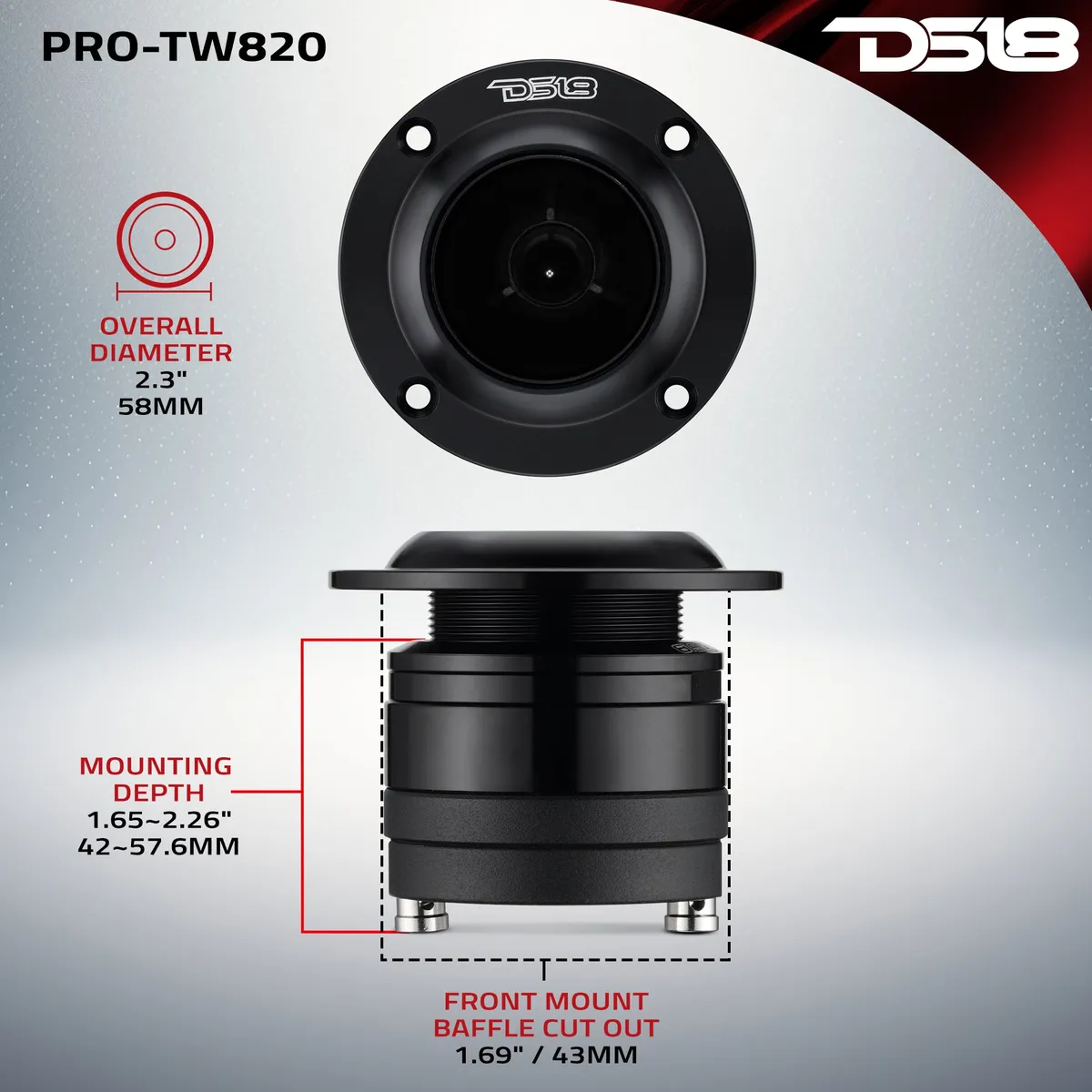 2.3” | High Compression | Neodymium | Super Bullet | 100 Watts Rms | 1.4” Aluminum vc | 4î© 1.6” High Compression Super Bullet Neodymium Tweeter With RGB Lights product image