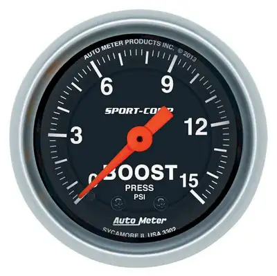 AutoMeter Gauge, Boost, 2 1/16", 15psi, Mechanical, Sport-Comp
