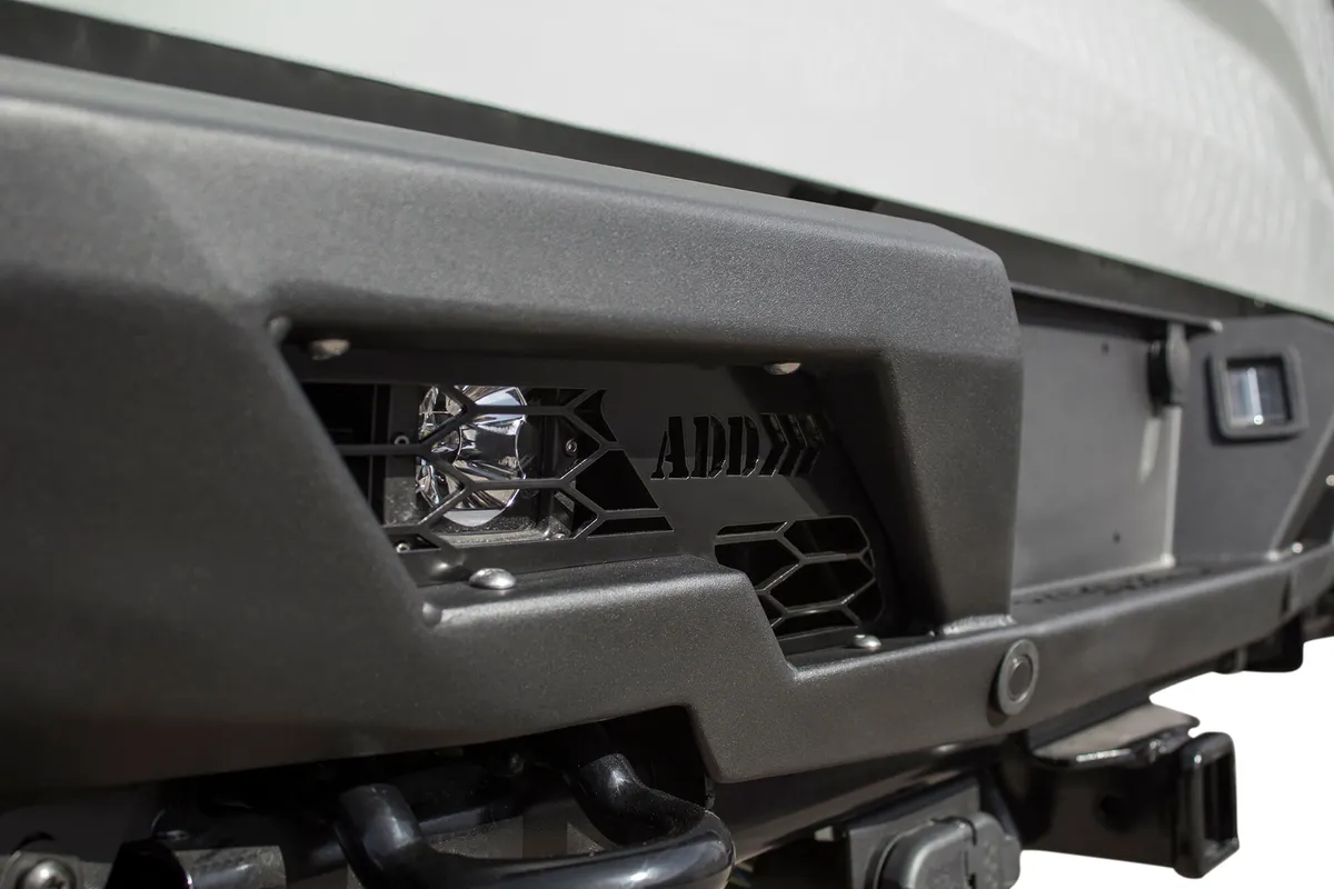Ford Raptor 2017 - up Stealth Fighter Rear Bumper set up for duallys with back up sensor holes cut in panels in Hammer Black with Satin Black panels product image