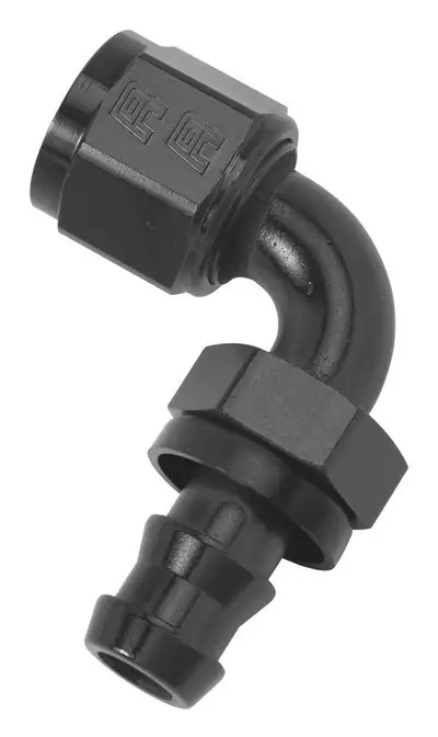 Edelbrock Twist-Lok Hose End #6 90 Deg Black