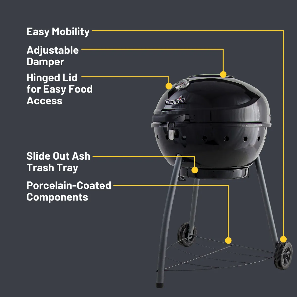 Kettleman® TRU-Infrared™ Charcoal Grill Black product image