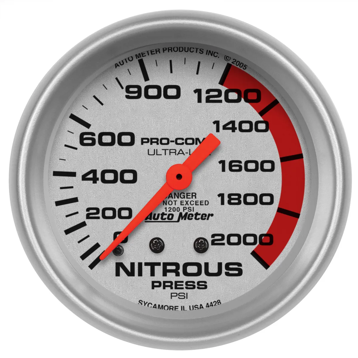 25/8 In. Ultralite Nitrous Pressure Gauge Full Sweep Mechanical 02000 Psi product image