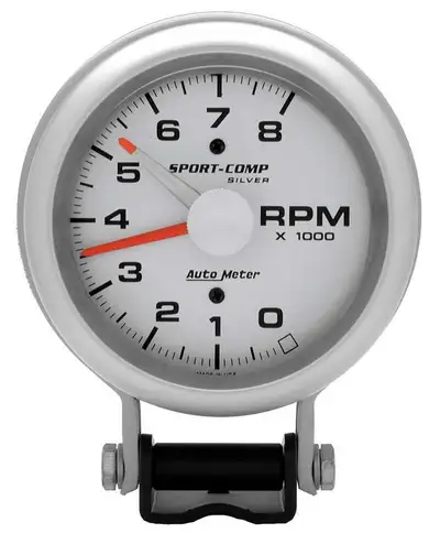 AutoMeter Gauge, Tachometer, 3 3/4", 8k RPM, Pedestal w/ Red Line, Ultra-Lite