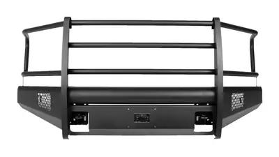 Fab Fours Elite Front Ranch Bumper; 2 Stage Black Powder Coated; w/Full Grill Guard And Tow Hooks;