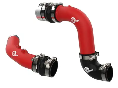 aFe Power BladeRunner 3 IN Aluminum Hot and Cold Charge Pipe Kit Red Ford Diesel Trucks 23-24 V8-6.7L td High Output