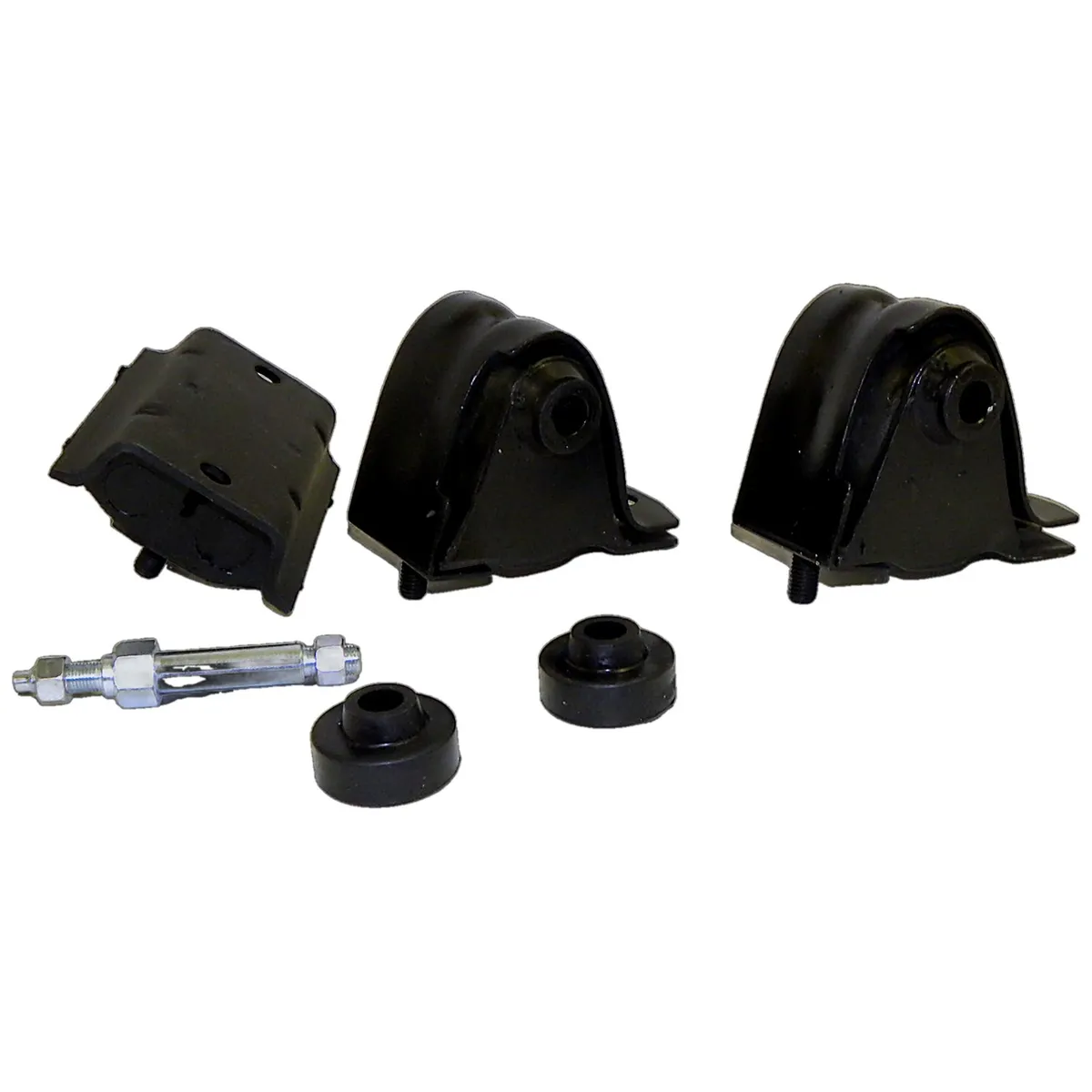1987-1990 Wrangler YJ w/ 4.2L engine; Includes: 2 engine mounts 1 transmission mount 2 insulators & 1 stud 1991-1995 Wrangler YJ w/ 4.0L engine; Includes: 2 engine mounts 1 transmission mount 2 insulators & 1 stud product image