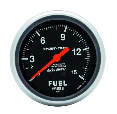 AutoMeter Gauge, Fuel Pressure, 2 5/8", 15psi, Mechanical, Sport-Comp