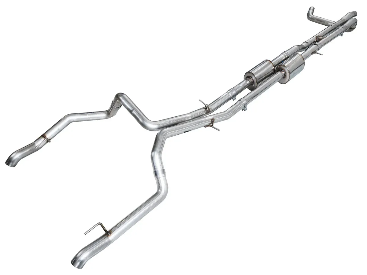 AWE 0FG Catback Split Rear Exit Exhaust for 4th Gen Silverado/Sierra 1500 6.2L (With Bumper Cutouts) - Quad Diamond Black Tips product image