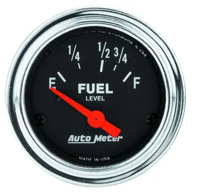 AutoMeter Gauge, Fuel Level, 2 1/16", 16OE to 158OF, Elec, Traditional Chrome