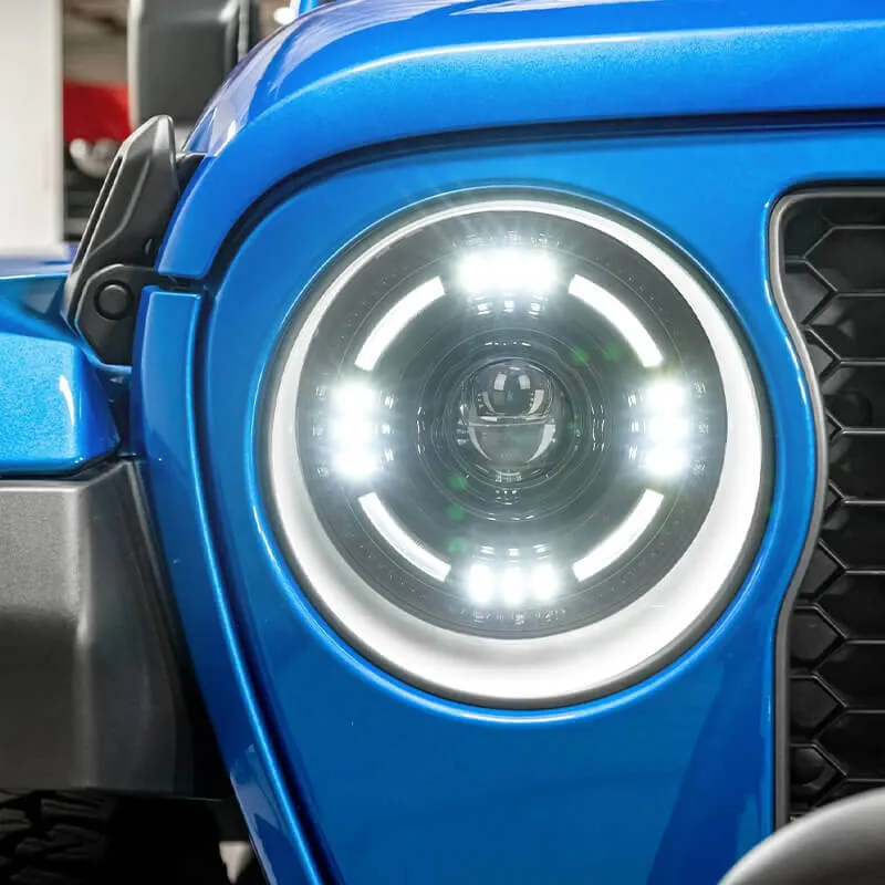 "High-Output 9"" 80W LED Halo Headlights with DRL for 2018+ Jeep Wrangler JL JT" product image