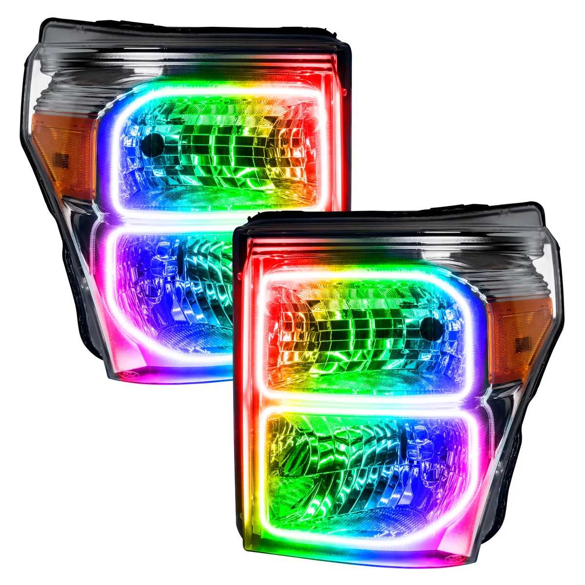 2011-2016 Ford F-250/F-350 Super Duty ORACLE Dynamic ColorSHIFT Headlight Halo Kit (Square Ring Design) product image