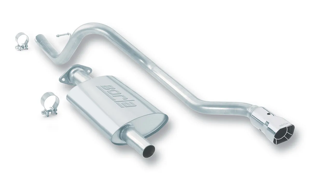 Borla Touring Cat-Back Exhaust System 2.25in.IntoMuffler 2in.Out Incl. PipesMufflerMtg. Hardware3.38 in.x3in.Squarex6.75in.LongSingleAngle-CutIntercooledTip SingleRightRearExit