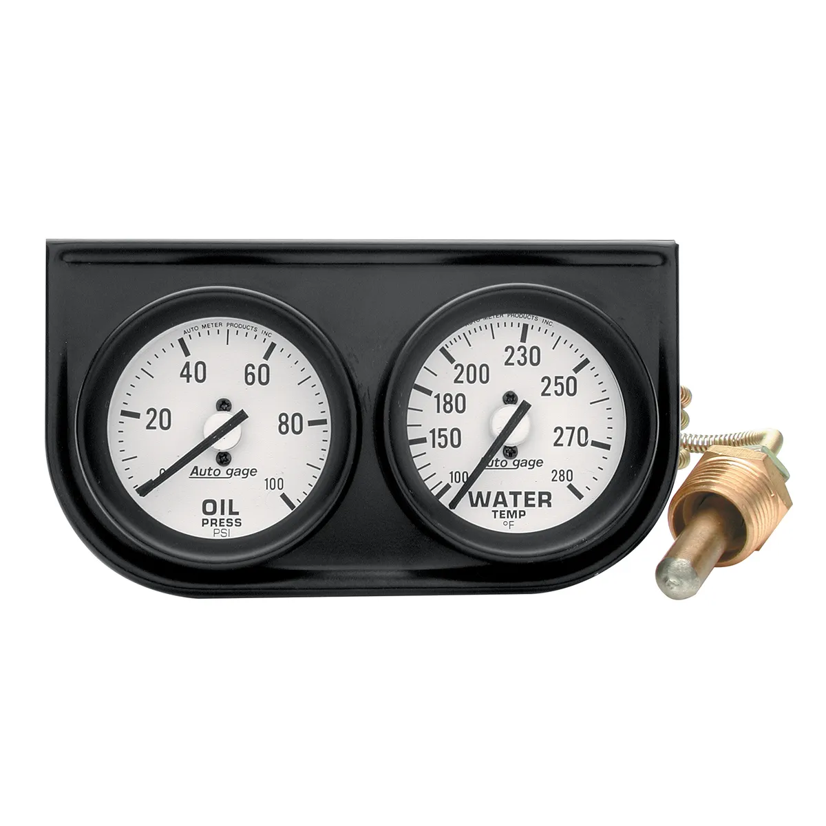 Autometer 2326 Gauge Console, Oilp/Wtmp, 2, 100psi/280?f, Wht Dial, Blk Bzl, Autogage product image