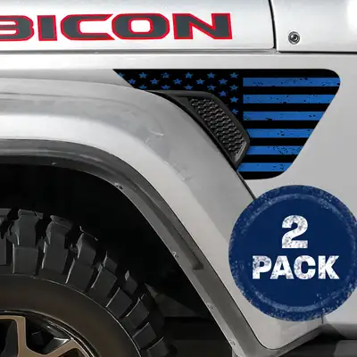 Under The Sun Inserts Black and Blue Distressed Flag 2pc Vinyl Fender Decal