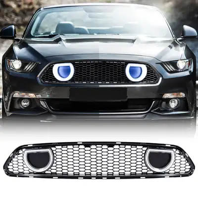 AMERICAN MODIFIED American Modified Amfmca00617 Mach 1 Style Upper Grille With LED DRL And Turn Signal - Glossy Black