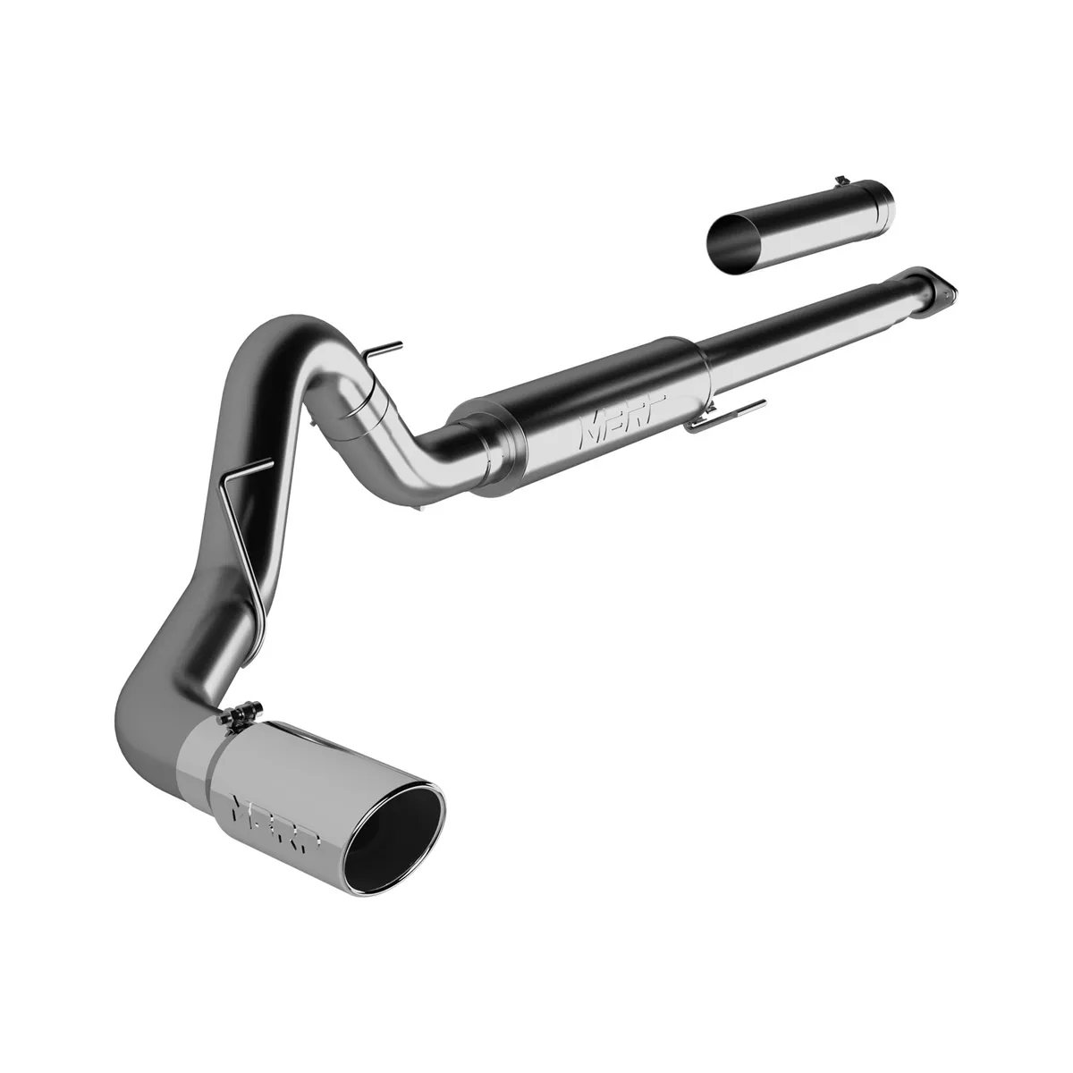 Armor Lite Cat Back Exhaust System; 4 in.; Incl. Front Pipe/Ext. Pipe/Muffler/Over Axle Pipe/Tailpipe/Hardware/5 in. Tip; Single Side Exit; Aluminized; product image